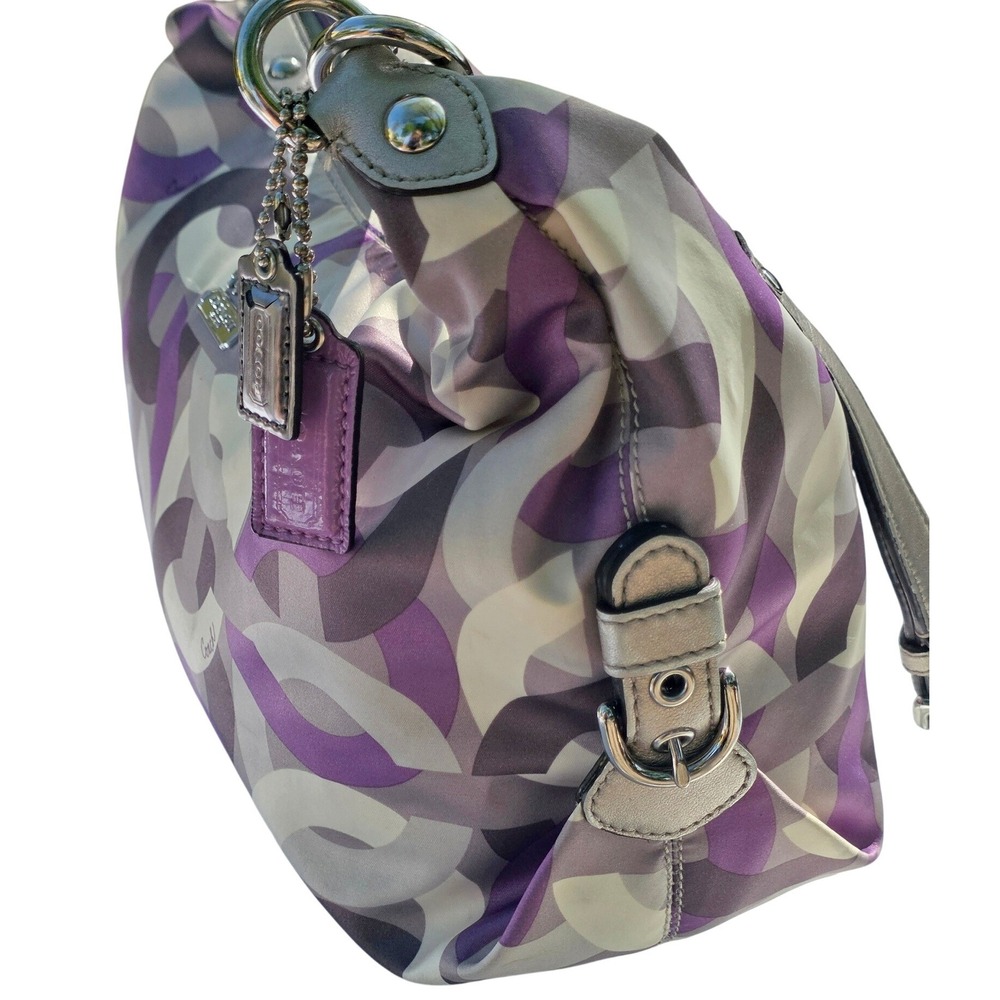 Coach Poppy Madison Shoulder Bag Womens Medium Purple Silver 14291 - Picture 7 of 16